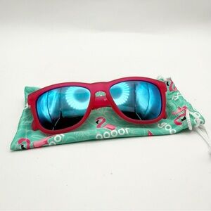 NIB Goodr pink Flamingos on a Booze Cruise Sunglasses with Case, sleeve